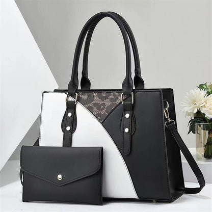 Fredecong Women's 2-Piece PU Leather Handbag Set - Tote Bag with Matching Clutch