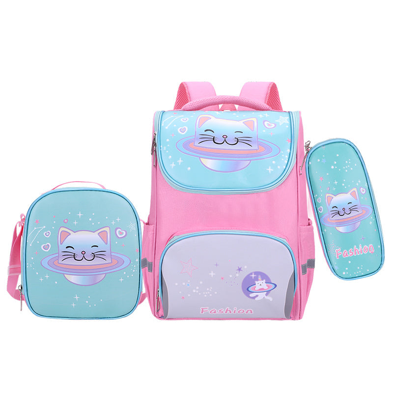 Fashionable Cartoon Three-piece Set Schoolbag - Large-capacity