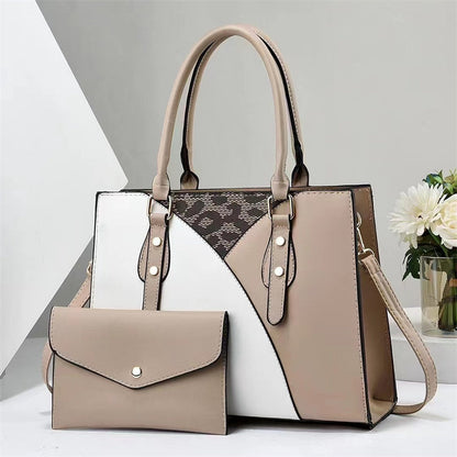 Fredecong Women's 2-Piece PU Leather Handbag Set - Tote Bag with Matching Clutch