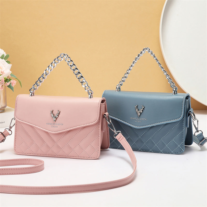 Soft Blush Quilted Mini Bag - Retro Style Casual Handbag Waterproof