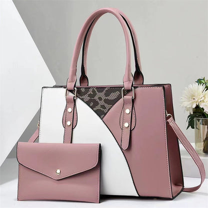 Fredecong Women's 2-Piece PU Leather Handbag Set - Tote Bag with Matching Clutch