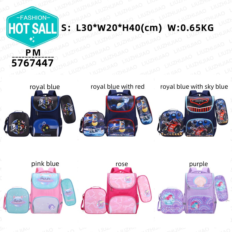 Fashionable Cartoon Three-piece Set Schoolbag - Large-capacity