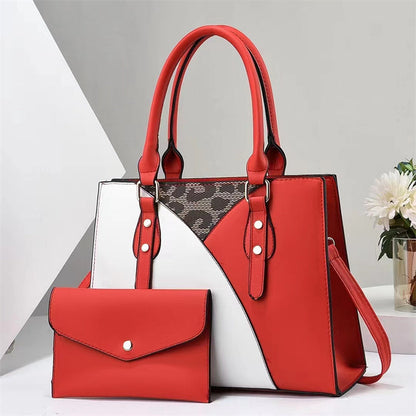 Fredecong Women's 2-Piece PU Leather Handbag Set - Tote Bag with Matching Clutch