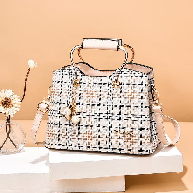 Checkered Design Women's Bag - Satchel Portable Shoulder Crossbody