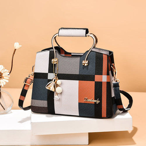 Checkered Design Women's Bag - Satchel Portable Shoulder Crossbody