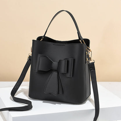 Fredecong Women's Classic Bucket Bow Crossbody Bag - PU Leather Shoulder Purse