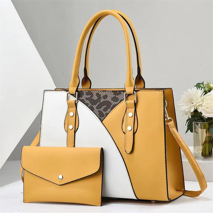Fredecong Women's 2-Piece PU Leather Handbag Set - Tote Bag with Matching Clutch