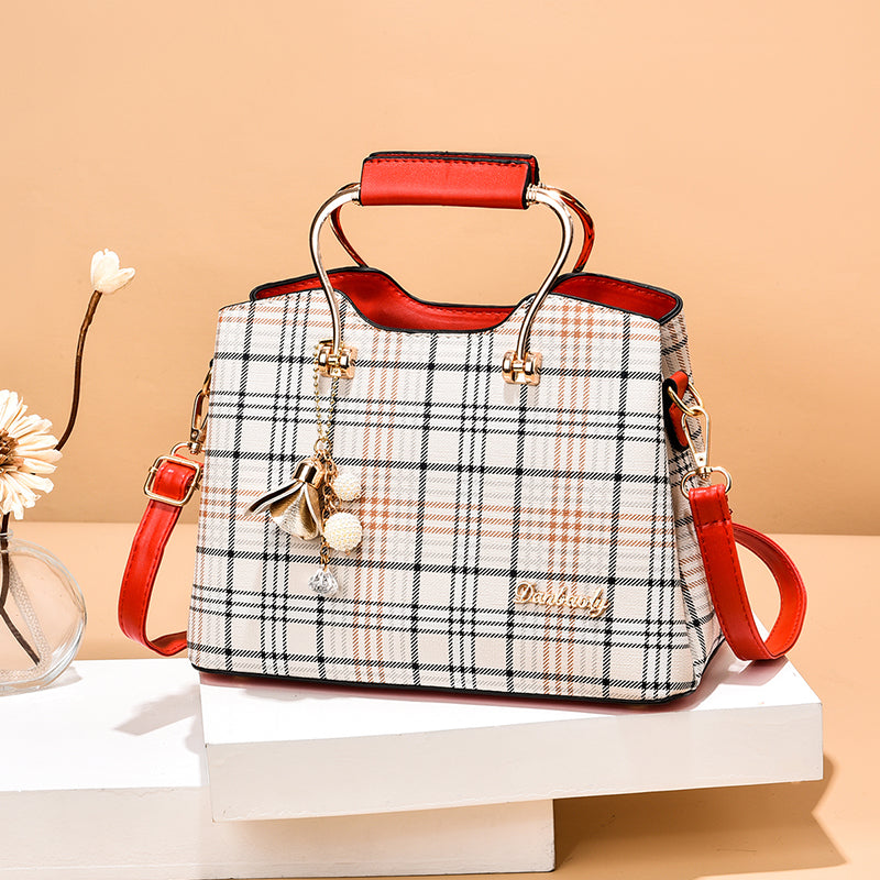 Checkered Design Women's Bag - Satchel Portable Shoulder Crossbody