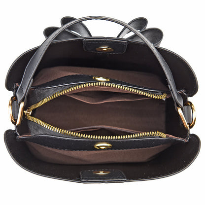 Fredecong Women's Classic Bucket Bow Crossbody Bag - PU Leather Shoulder Purse