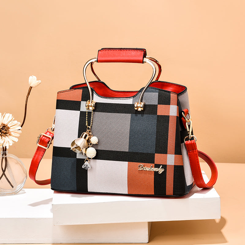 Checkered Design Women's Bag - Satchel Portable Shoulder Crossbody