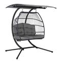 Gardeon Outdoor Egg Swing Chair Wicker Furniture Pod Stand Canopy 2
