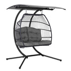 Gardeon Outdoor Egg Swing Chair Wicker Furniture Pod Stand Canopy 2