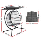 Gardeon Outdoor Egg Swing Chair Wicker Furniture Pod Stand Canopy 2