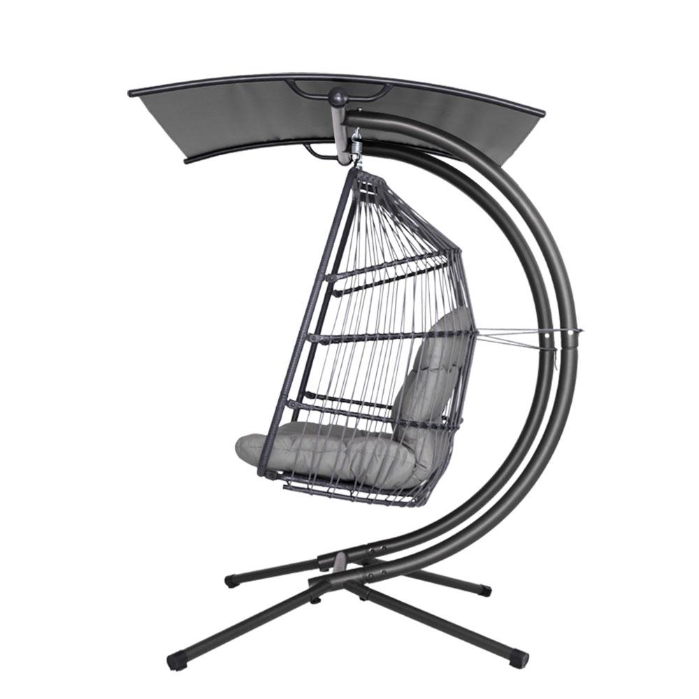 Gardeon Outdoor Egg Swing Chair Wicker Furniture Pod Stand Canopy 2