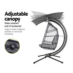Gardeon Outdoor Egg Swing Chair Wicker Furniture Pod Stand Canopy 2