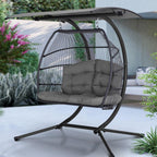 Gardeon Outdoor Egg Swing Chair Wicker Furniture Pod Stand Canopy 2