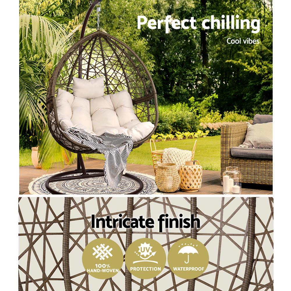 Gardeon Outdoor Egg Swing Chair Wicker Rattan Furniture Pod Stand