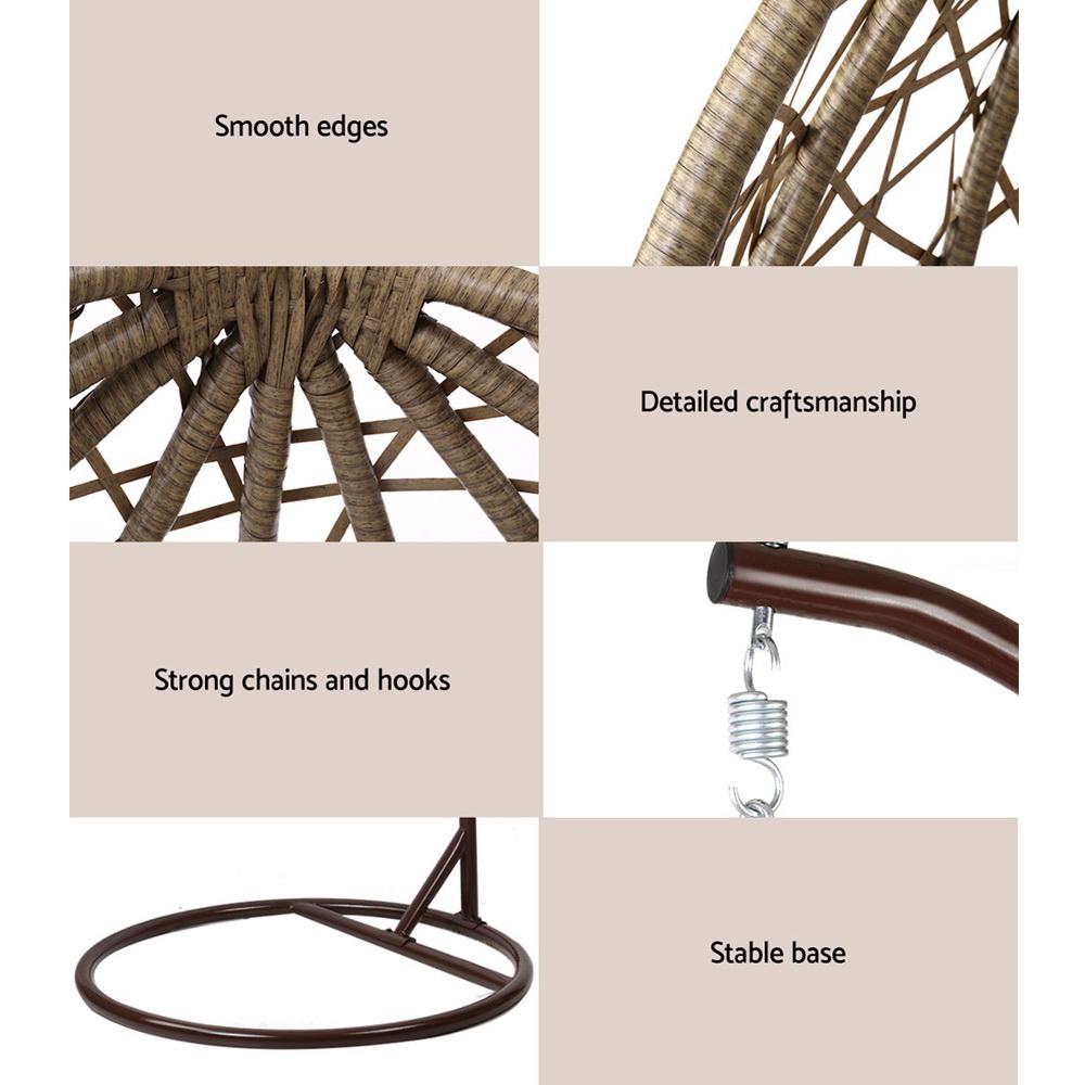 Gardeon Outdoor Egg Swing Chair Wicker Rattan Furniture Pod Stand