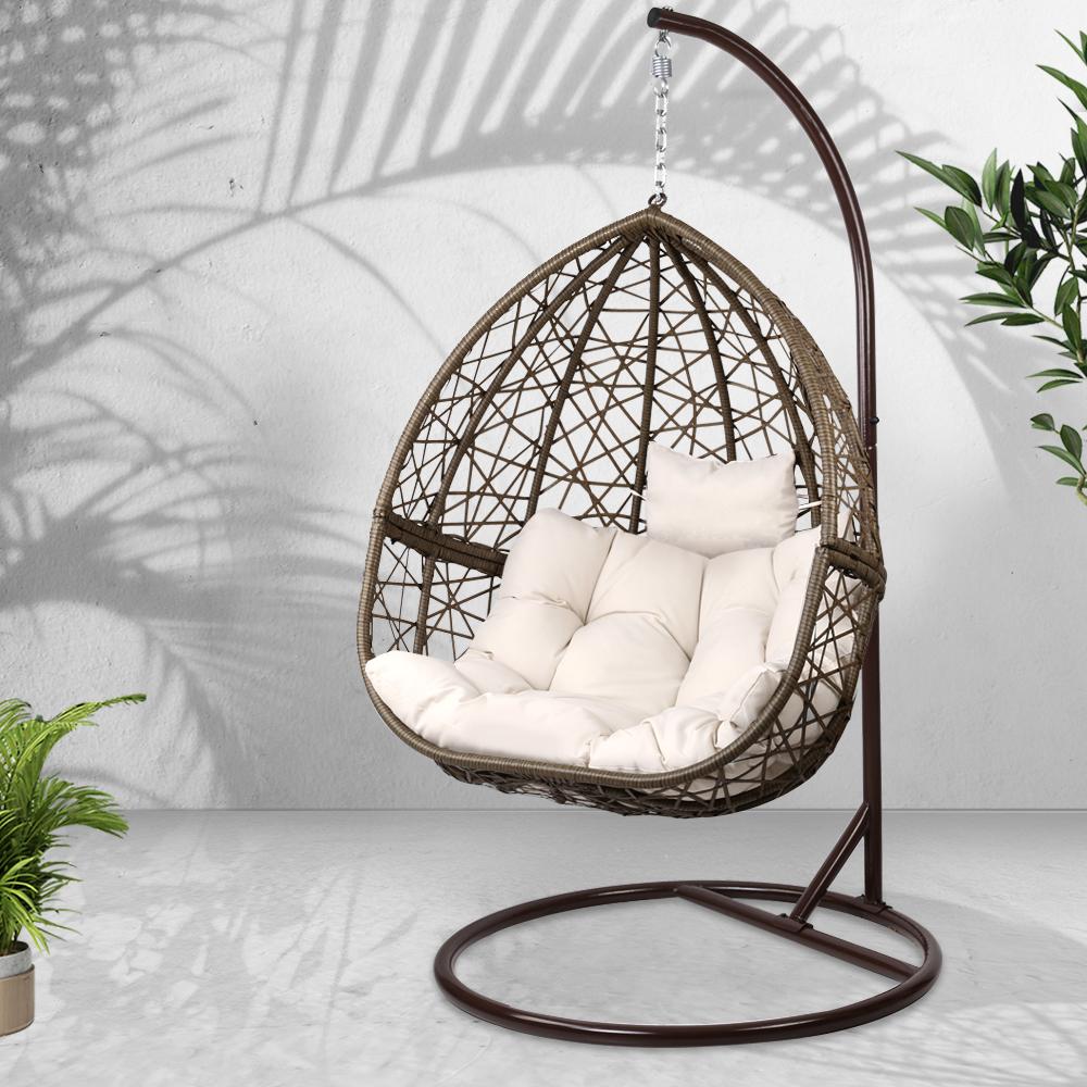 Gardeon Outdoor Egg Swing Chair Wicker Rattan Furniture Pod Stand