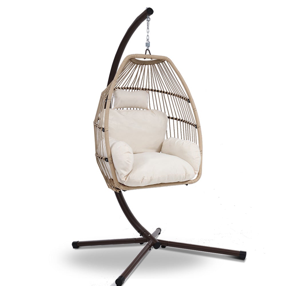Gardeon Outdoor Furniture Egg Hanging Swing Chair Stand Wicker Rattan