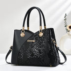 Handheld Pattern Shoulder Bag - Large Capacity Zip Closure Stone
