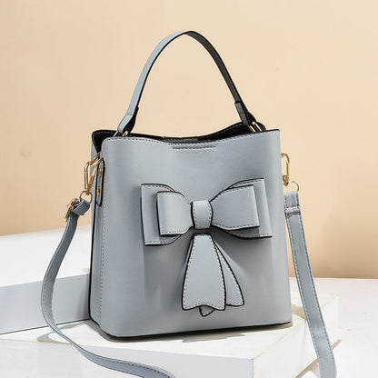Fredecong Women's Classic Bucket Bow Crossbody Bag - PU Leather Shoulder Purse