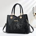 Handheld Pattern Shoulder Bag - Large Capacity Zip Closure Stone