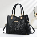 Handheld Pattern Shoulder Bag - Large Capacity Zip Closure Stone