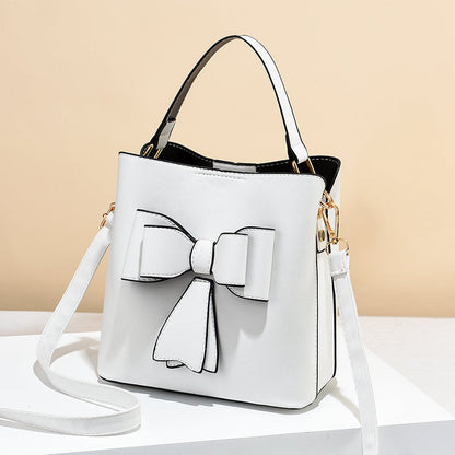Fredecong Women's Classic Bucket Bow Crossbody Bag - PU Leather Shoulder Purse