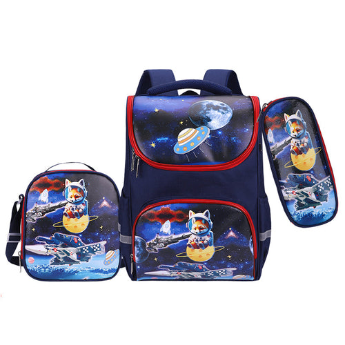 Fashionable Cartoon Three-piece Set Schoolbag - Large-capacity