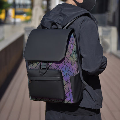 Fredecong Men's Waterproof Laptop Backpack - Diamond Pattern Large Capacity Bag