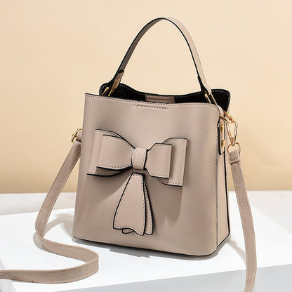 Fredecong Women's Classic Bucket Bow Crossbody Bag - PU Leather Shoulder Purse