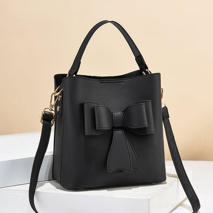 Fredecong Women's Classic Bucket Bow Crossbody Bag - PU Leather Shoulder Purse