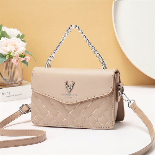 Soft Blush Quilted Mini Bag - Retro Style Casual Handbag Waterproof