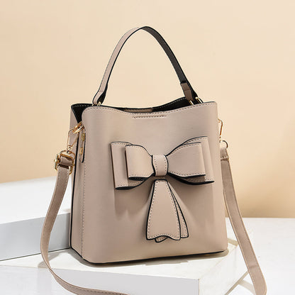 Fredecong Women's Classic Bucket Bow Crossbody Bag - PU Leather Shoulder Purse