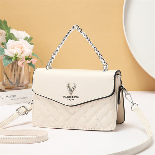 Soft Blush Quilted Mini Bag - Retro Style Casual Handbag Waterproof