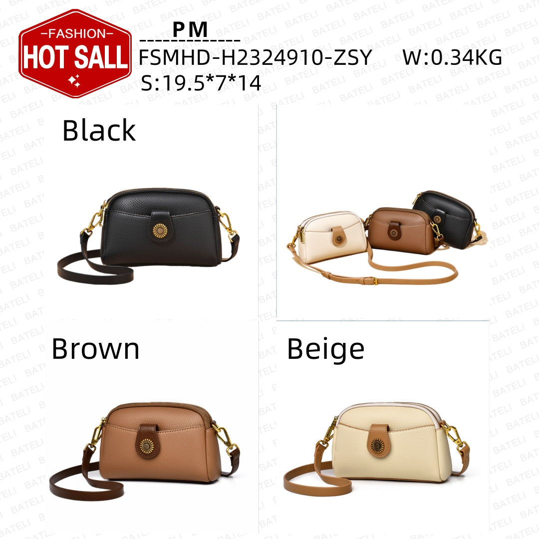 Comfy Soft Leather Women's Bag - Spring Summer New Flip Zipper Fashion