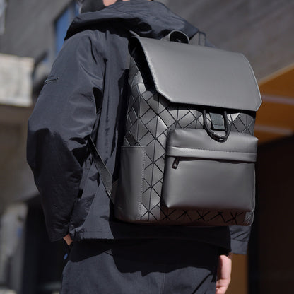 Fredecong Men's Waterproof Laptop Backpack - Diamond Pattern Large Capacity Bag