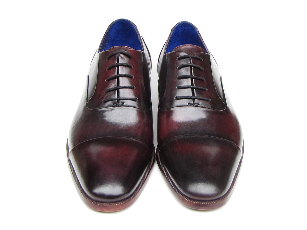 Paul Parkman Men's Captoe Oxfords Black Purple Shoes (ID#074-PURP-BLK)