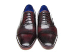 Paul Parkman Men's Captoe Oxfords Black Purple Shoes (ID#074-PURP-BLK)