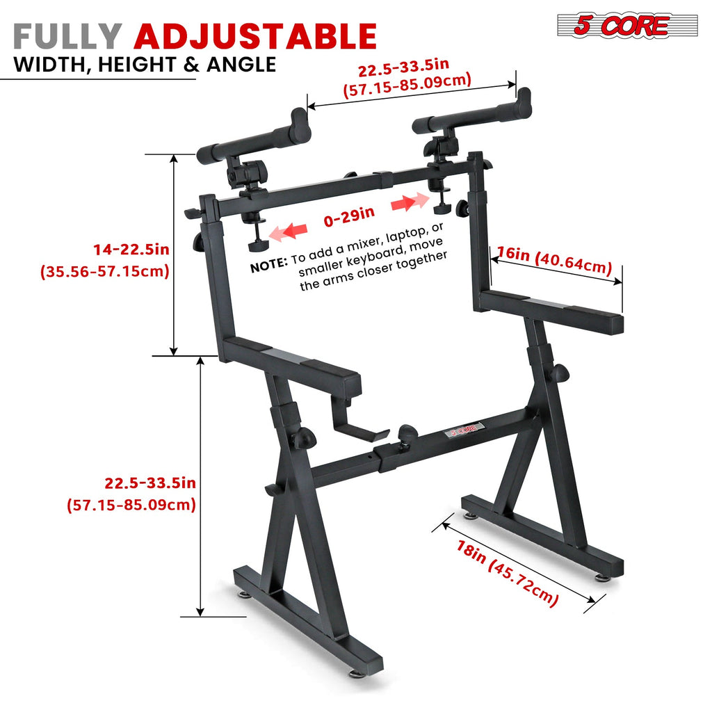 5Core 2 Tier Keyboard Stand Z Style Adjustable Heavy Duty Electric