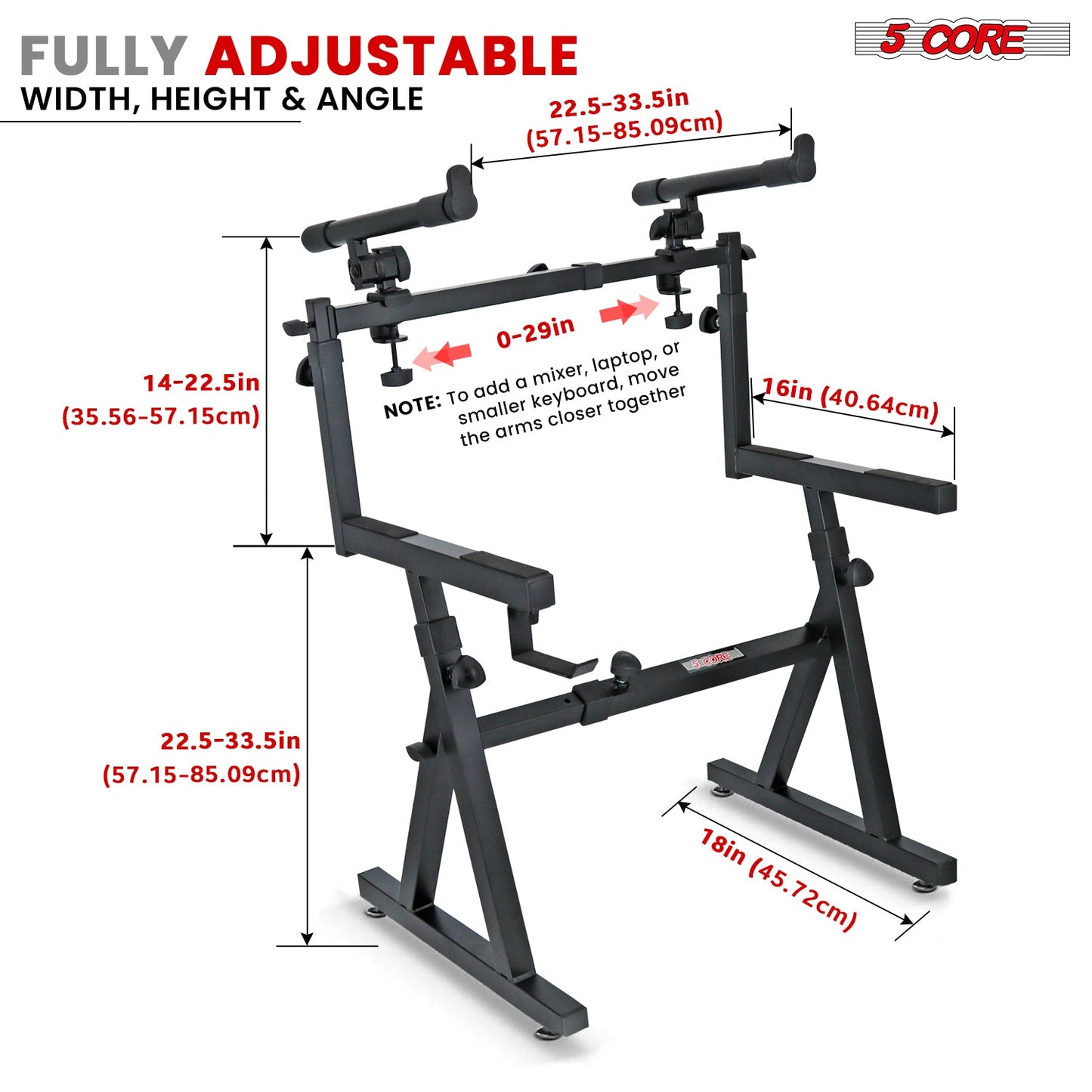 5Core 2 Tier Keyboard Stand Z Style Adjustable Heavy Duty Electric