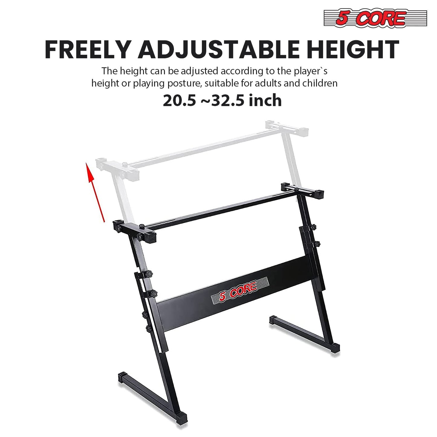 5Core Keyboard Stand Adjustable z Style Piano Riser BLACK + Keyboard