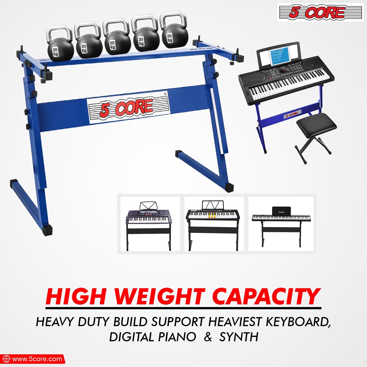 5 Core Keyboard Stand Z Style Height Adjustable Sturdy Piano Riser