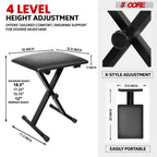 5Core Keyboard Stand Adjustable z Style Piano Riser BLACK + Keyboard