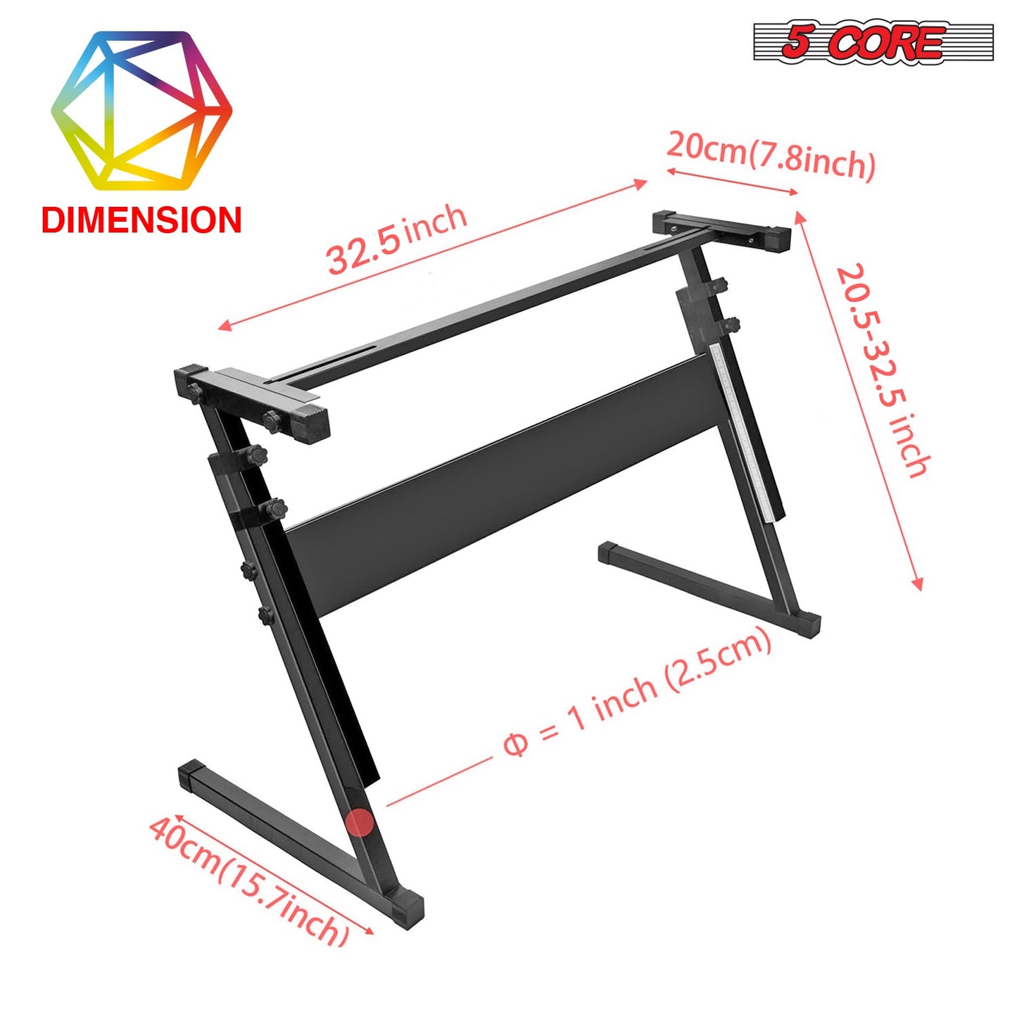 5Core Keyboard Stand Adjustable z Style Piano Riser BLACK + Keyboard