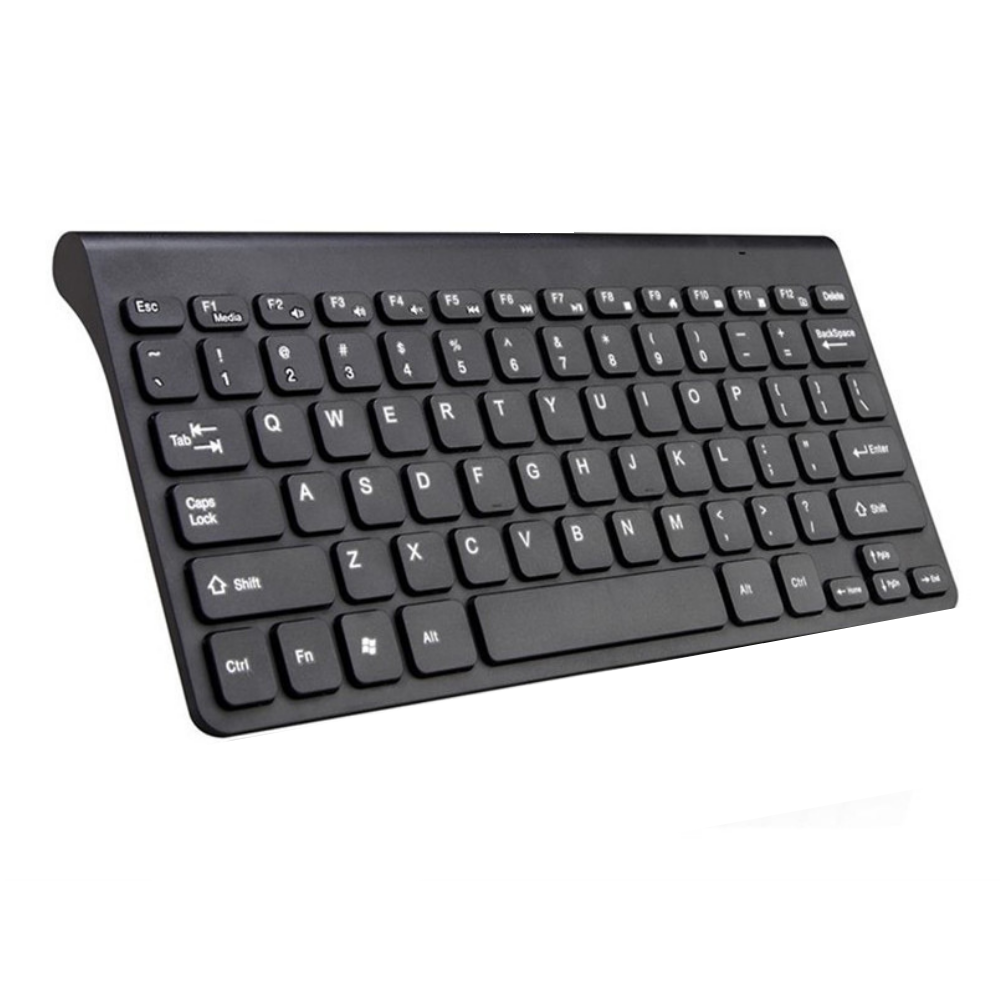 8WARE Compact Mini Ergonomic Keyboard USB & PS2 Black 89 Keys