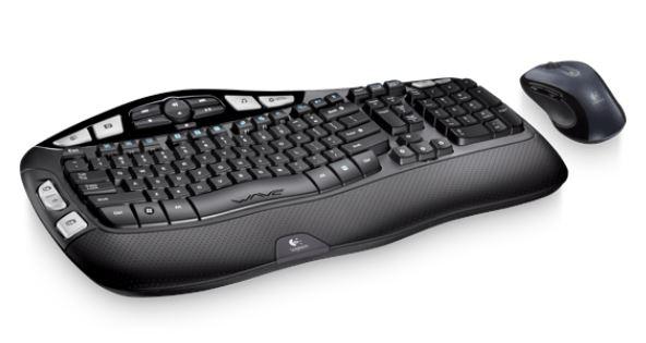 LOGITECH MK550 Wireless Wave Keyboard Mouse Combo Black Wave-shaped