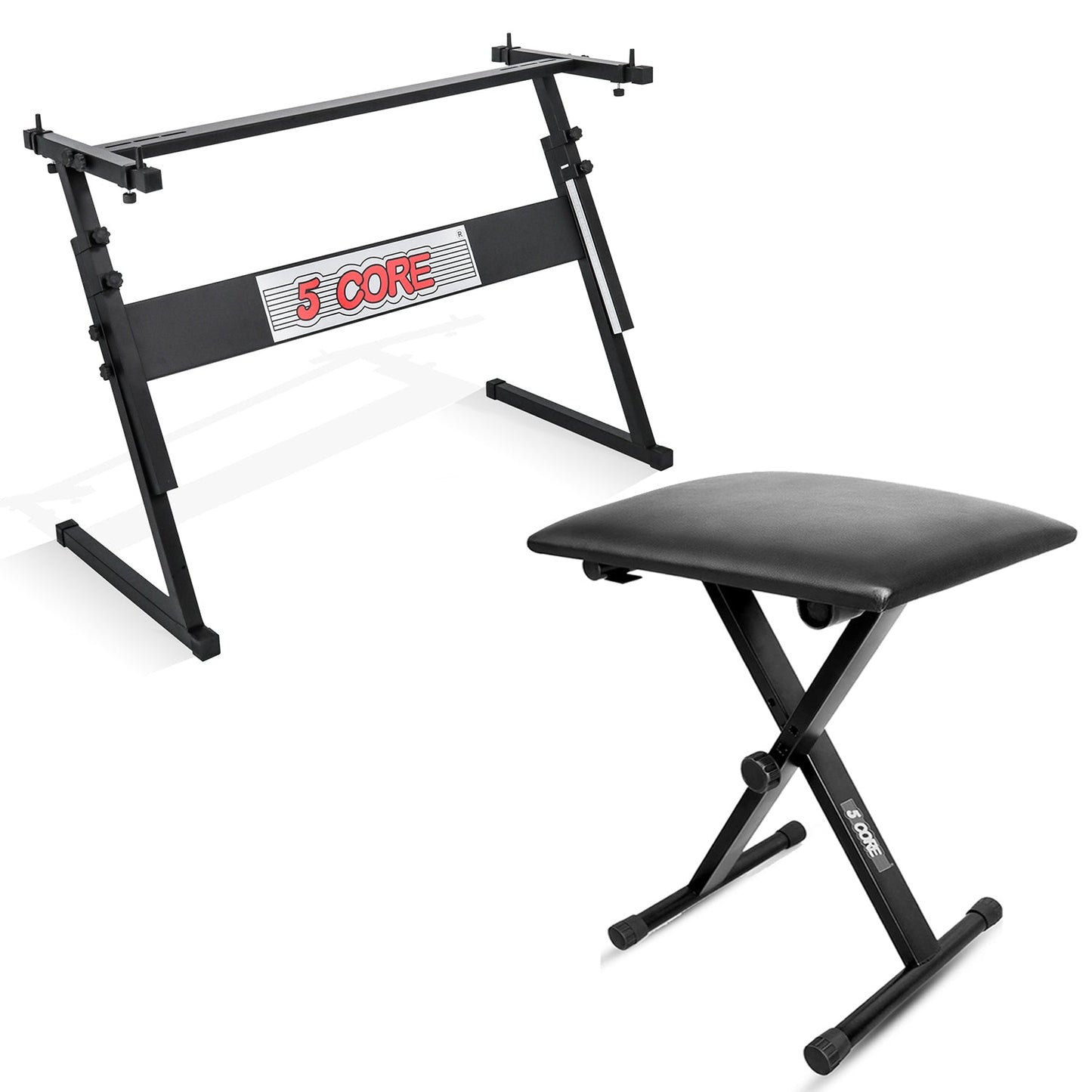 5Core Keyboard Stand Adjustable z Style Piano Riser BLACK + Keyboard