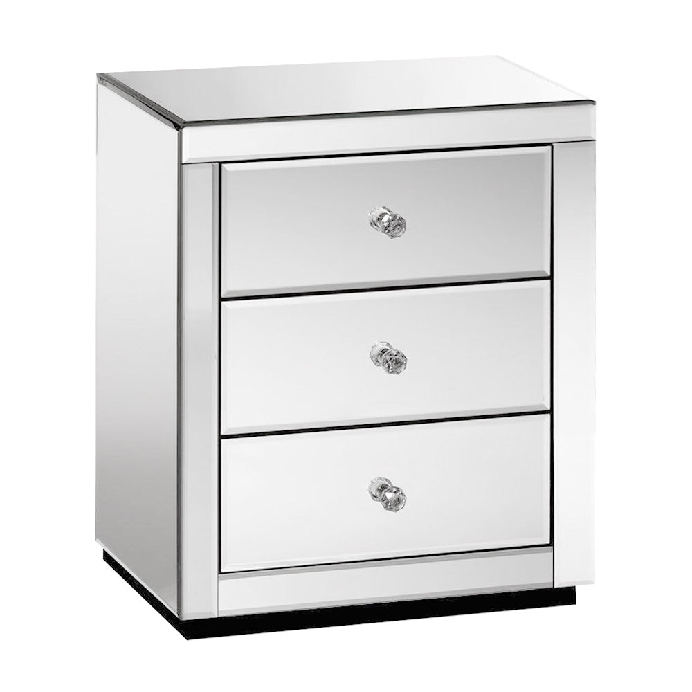 Artiss Mirrored Bedside Table Drawers Furniture Mirror Glass Presia